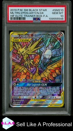 MOLTRES & ZAPDOS & ARTICUNO GX POKEMON SM210 2019 BLCK STR PRM ENGLISCH PSA 10 - Image 1