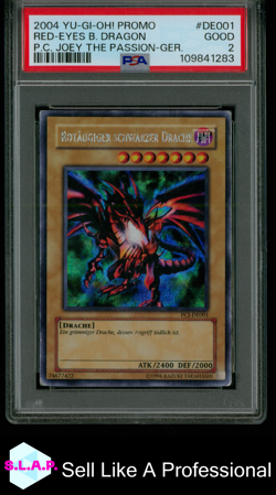 RED-EYES B. DRAGON P.C. JOEY THE PASSION-GER. YU-GI-OH! PROMO 2004 DE001 PSA 2 - Image 1