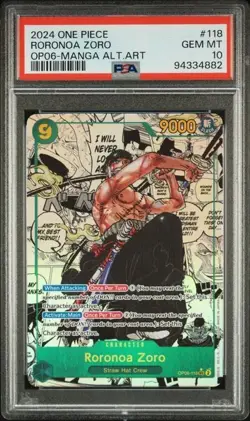 2024 One Piece Wings of Captain Manga Art Foil Roronoa Zoro #OP06118 PSA 10 - Image 1