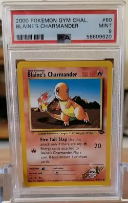2000 Pokemon Gym Challenge # 60 Blaine’s Charmander PSA 9 Card MINT - Image 1