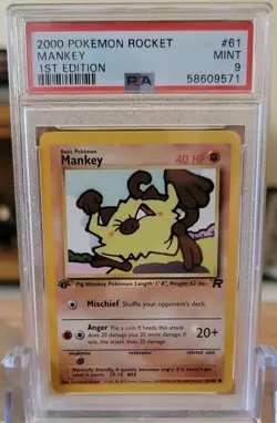 Vintage Pokemon card - 1st Edition Team Rocket Mankey #61 - PSA 9 - MINT - Image 1