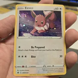 Eevee Pokemon SWSH127 Black Star Promo Holo with Full HD Swirl, Cute Card - Image 1