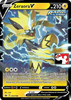 NM-Mint Zeraora V - 053/198 - Ultra Rare Pokemon Prize Pack Series Cards - Image 1