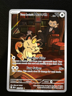 Team Rocket's Meowth 203/182 Destined Rivals Illustration Rare Pokemon TCG - NM - Image 1