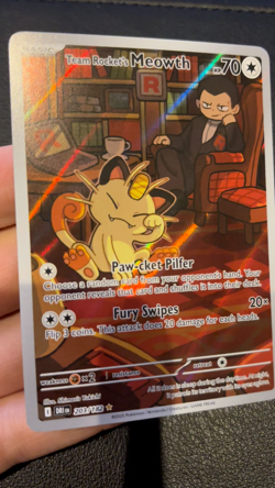 Team Rocket's Meowth 203/182 Destined Rivals Illustration Rare Pokemon TCG - NM - Image 2
