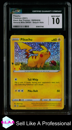 PIKACHU - HOLO POKEMON 39 2021 BLACK STAR PROMOS GEM MINT EN CGC 10 - Image 1