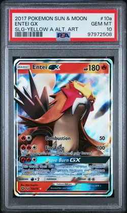 2017 POKEMON SUN & MOON SHINING LEGENDS YELLOW A ALTERNATE ART ENTEI GX PSA 10 - Image 1