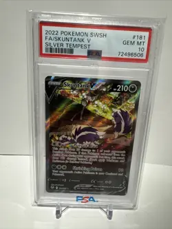 2022 Pokemon TCG Skuntank V Silver Tempest 181/195 Alternate Full Art PSA 10 GEM - Image 1