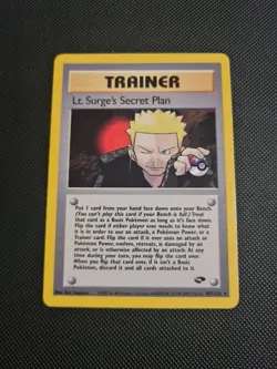 Pokemon Card - Lt Surge's Secret Plan Non Holo Rare 107/132 Gym Heroes WOTC - Image 1