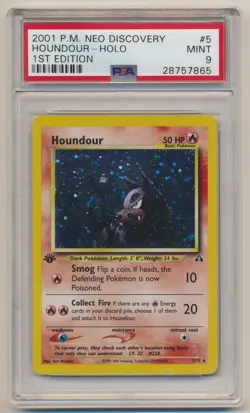 PSA 9 Pokemon Neo Discovery 1st Edition Holo Rare Houndour 5/75 MINT Condition!! - Image 1