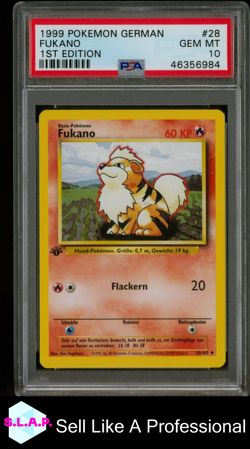FUKANO POKEMON #28 1999 BASE SET 1ST EDITION NORMAL DEUTSCH PSA 10 - Image 1