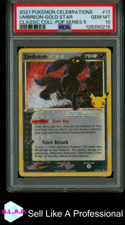 UMBREON-GOLD STR CLASSIC COLL-POP SERIES 5 POKEMON CELEB. 2021 17 PSA 10 - Image 1
