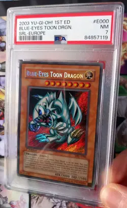 PSA 7 YuGiOh Blue-Eyes Toon Dragon MRL-E000 1st Edition Secret Rare Europe - Image 2