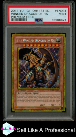 WINGED DRAGON OF RA YU-GI-OH! #EN031 2014 PREM GOLD 1ST ED. SEC RARE ENG PSA 9 - Image 1