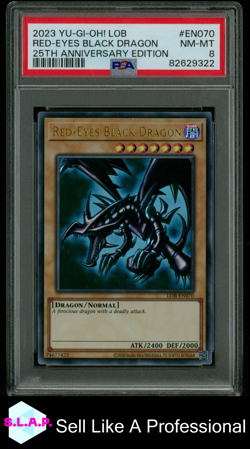 RED-EYES BLCK DRAGON YU-GI-OH! LOB 25TH ANN. EDITION 2023 EN070 PSA 8 - Image 1