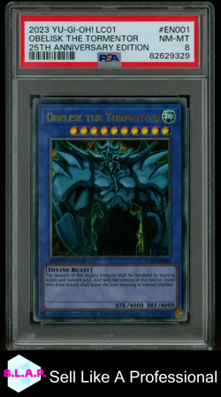 OBELISK THE TORMENTOR YU-GI-OH! LC01 25TH ANN. EDITION 2023 EN001 PSA 8 - Image 1