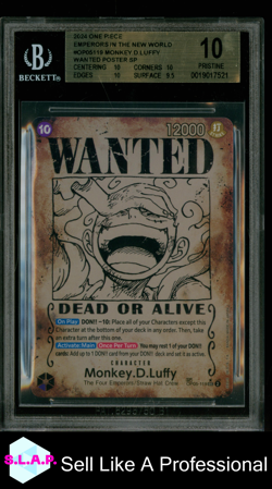 MONKEY.D.LUFFY WANTED SP 2024 ONE PIECE EMPERORS IN THE NEW WORLD OP05119 BGS 10 - Image 1