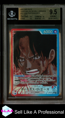 PORTGAS D ACE ALT ART L OP13-002 2025 CARRYING ON HIS OWN WILL HOLO JP BGS 9.5 - Image 1