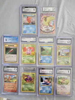 Pokemon Graded Card Lot Of 10 Cards. Eevee, Charmander, Magikarp & More - Image 1