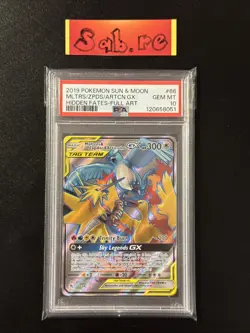 PSA 10 Moltres & Zapdos & Articuno GX Full Art Hidden Fates 66/68 Pokemon Card - Image 1
