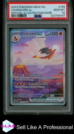 CHARIZARD EX POKEMON TGC 199 2023 MEW 151 SPECI4L ILLUSTRATION RARE EN PSA 10 - Image 1