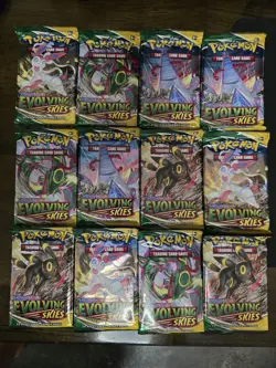 Pokemon Sword & Shield Evolving Skies TCG Lot of 12 Booster Packs - All Art Work - Image 1