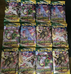 Pokemon Sword & Shield Evolving Skies TCG Lot of 12 Booster Packs - All Art Work - Image 4