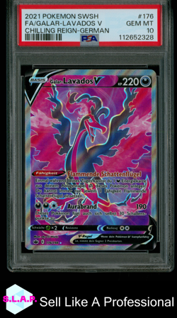 GALAR - LAVADOS V POKEMON 176/198 2021 CHILLING REIGN FULL ART DEUTSCH PSA 10 - Image 1