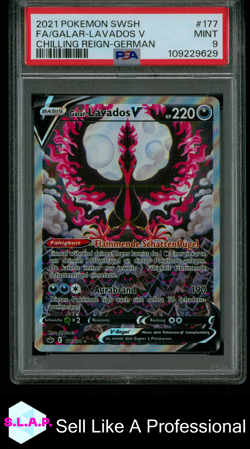 GALAR - LAVADOS V POKEMON 177/198 2021 CHILLING REIGN FULL ART DEUTSCH PSA 9 - Image 1