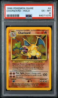 1999 POKEMON BASE SET CHARIZARD 4/102 PSA 6 RARE - Image 1