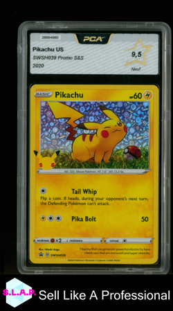 PIKACHU POKEMON SWSH039 PROMO 2020 SWORD & SHIELD PROMO ENGLISH PCA 9.5 - Image 1
