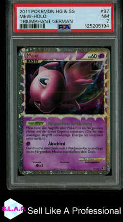 MEW POKEMON 97/102 2011 TRIUMPHANT PRIME HOLO DEUTSCH PSA 7 - Image 1
