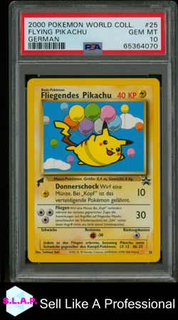 FLYING PIKACHU POKEMON #25 2000 POKEMON WORLD PROMO 2000 GERMAN PSA 10 - Image 1
