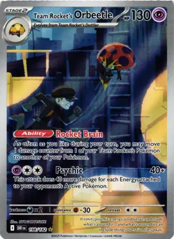Pokemon TCG Team Rocket's Orbeetle 198/182 Sv10: Destined Rivals Holo NM - Image 1