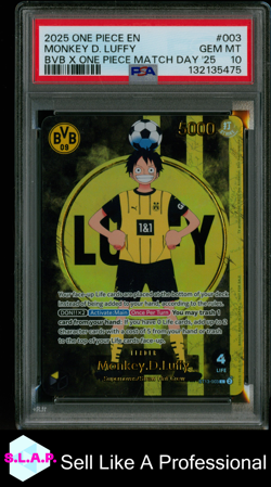 MONKEY D. LUFFY BVB X ONE PIECE MATCH DAY '25 ONE PIECE PROMOS 2025 003 PSA 10 - Image 1