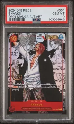 One Piece Shanks psa10 OP09-004 Manga Alt Art Imperatori nel Nuovo Mondo TCG - Image 1