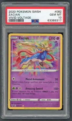 Pokemon Cards - PSA 10 Zacian 082/185 - Vivid Voltage - GEM MT - PSA10 - Image 1