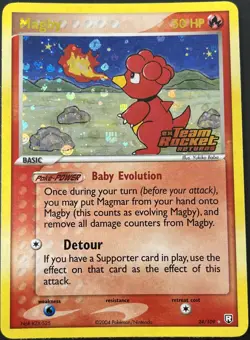 Magby 24/109 EX Team Rocket Returns Stamped Holo Rare Pokemon Card NM - Image 1