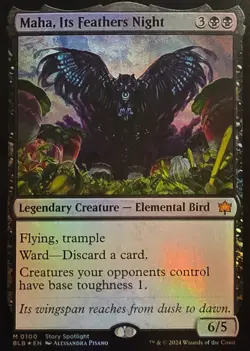 Maha Its Feathers Night Bloomburrow Foil Card NM-LP Condition - Image 2