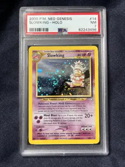 Pokemon TCG Slowking Neo Genesis 14 Holo Unlimited Rare Card PSA 7 WITH SWIRL - Image 1