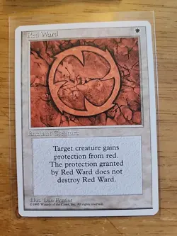 Red Ward - Fourth Edition 4th - MTG Magic - Uncommon - White Enchant Creature - Image 1