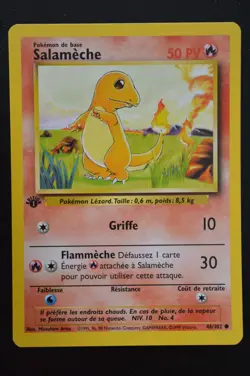 Pokemon TCG CHARMANDER 1ST EDITION FRENCH SALAMECHE Base Set 46/102 NM - Image 1