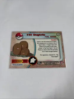2000 Topps Pokemon TV Animation Series Black Logo #51 Dugtrio - Image 5