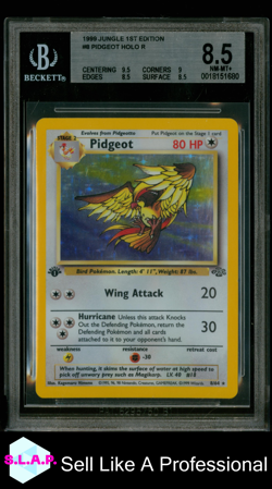 PIDGEOT POKEMON TGC 8 1999 JUNGLE 1ST EDITION HOLO ENGLISH BGS 8.5 - Image 1