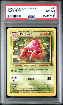 1999 POKEMON JUNGLE #41 PARASECT PSA NM-MT 8 - Image 1
