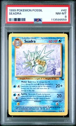 1999 POKEMON FOSSIL #42 SEADRA PSA NM-MT 8 - Image 1