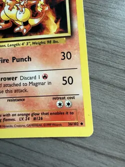 Pokemon TCG Magmar 36/102 Base Set Vintage LP - Image 5