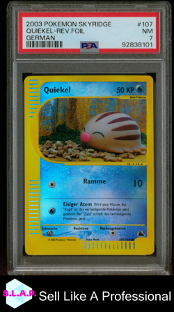 QUIEKEL-REV.FOIL GERMAN POKEMON SKYRIDGE 2003 107 PSA 7 - Image 1