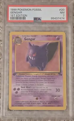 1999 Pokemon Fossil Gengar 1st Edition PSA 7 #20/62 - Image 1