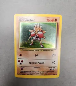 Pokemon Hitmonchan 7/102 WotC Base Set Unlimited Holo Rare - MP - Image 1